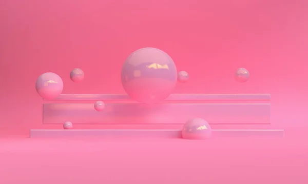 Pink Χρώμα Μινιμαλιστικό Στυλ Σχεδιασμού Σκηνή Βάθρο Μακιγιάρει Την Παρουσίαση — Φωτογραφία Αρχείου