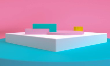 3d Pembe renk minimalist stil tasarımı, sahne podyumu sunum taklidi, 3d canlandırma soyut arkaplan.