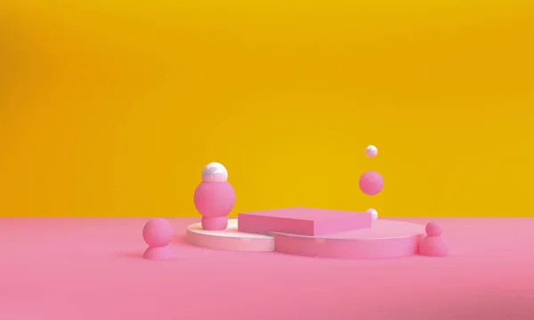 Różowy Kolor Minimalistyczny Styl Projektowania Scena Podium Makiety Prezentacji Renderowania — Zdjęcie stockowe