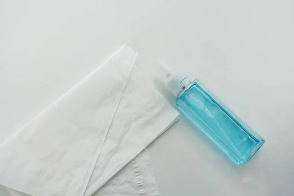 Isolated Alcohol Bottle Tissue Paper Sheet Sanitary Health — Stock Photo, Image