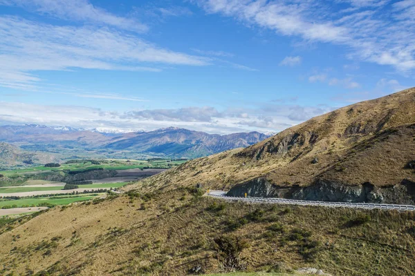 Colina Montaña Con Carretera Nueva Zelanda Primavera — Foto de Stock