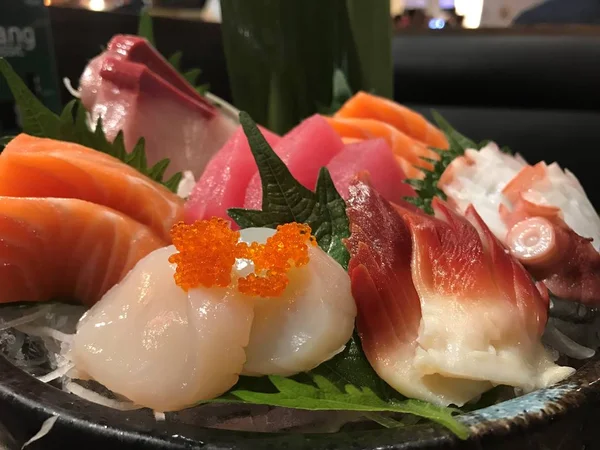 close up sashimi bowl in Japanese restaurant
