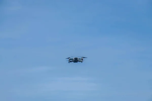 flying drone in the blue sky