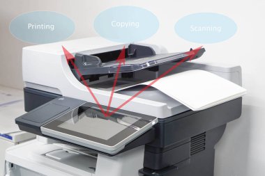 tarama ve kopyalama için office yazıcısında yazdırma kağıt sayfalarının kapatın