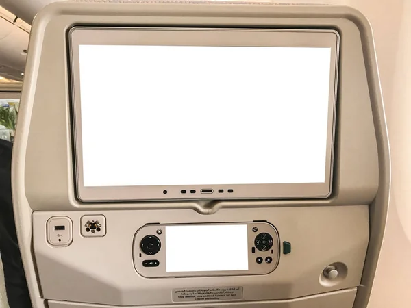 Pantalla Entretenimiento Simulada Asiento Del Pasajero Avión Para Viajar — Foto de Stock