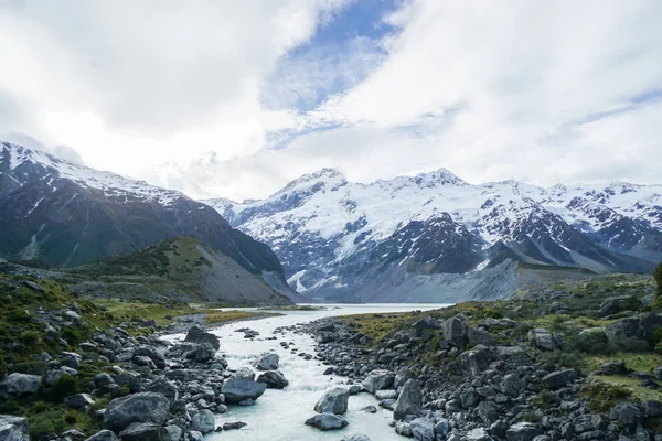 Hidrovia Lago Longo Cordilheira Primavera Nova Zelândia — Fotografia de Stock