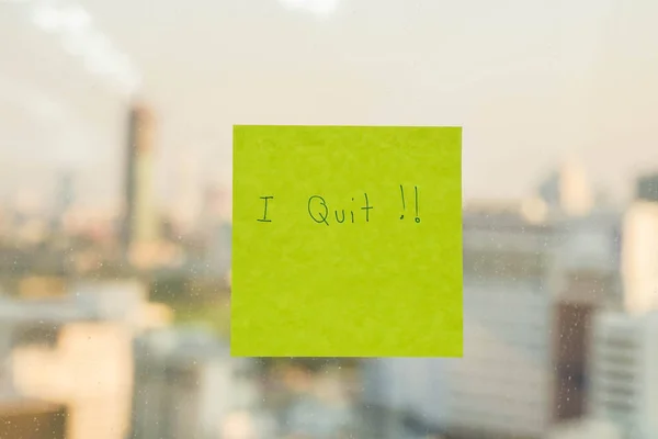 Postit Quit Message Office Window — Stock Photo, Image