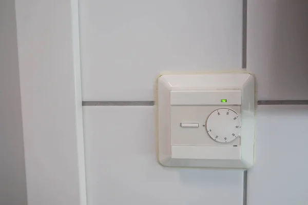 Primer Plano Panel Control Temperatura Aire Acondicionado Moderno Dormitorio Del —  Fotos de Stock