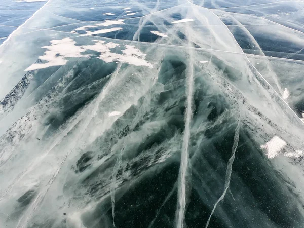 Тріщина Крижаній Густому Замерзлой Ясного Озера Байкал — стокове фото