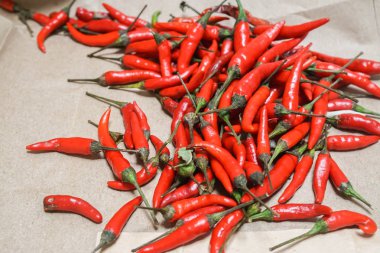 yemek pişirmek için mutfakta kırmızı sıcak biber