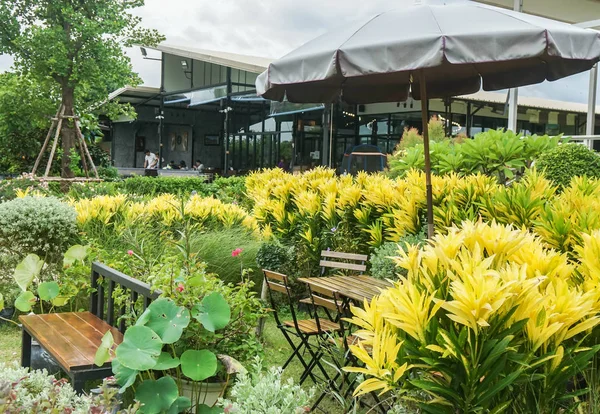 Nakornpathom Tailândia Junho 2019 Cadeira Mesa Livre Café Jardim Tropical — Fotografia de Stock