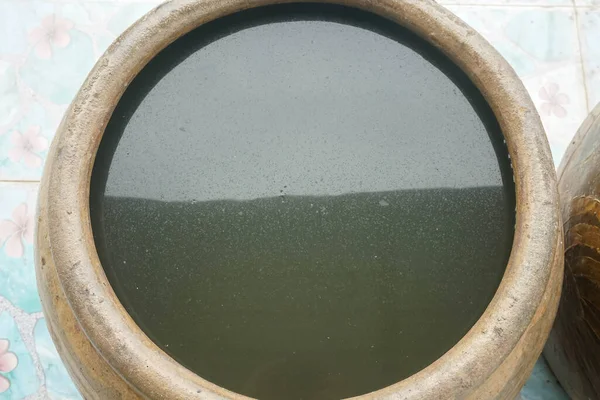 Top View Groundwater Vintage Clay Jar — Stock Photo, Image