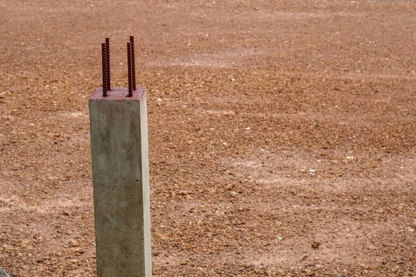 close up concrete post with steel structure at outdoor site