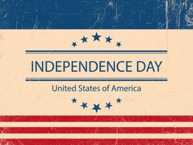 Amerika Birleşik Devletleri. 4 Temmuz. Bağımsızlık günü. Vektör 10. VINTAGE poster.
