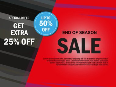 Satış afişi tasarımı, büyük indirim özel teklifi. Sezon sonu özel teklif afişi. vektör illüstrasyonu
