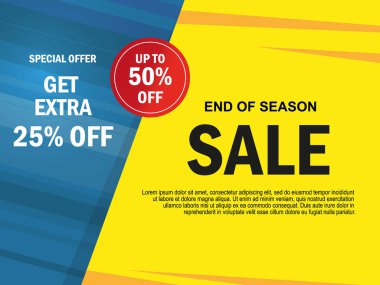 Satış afişi tasarımı, büyük indirim özel teklifi. Sezon sonu özel teklif afişi. vektör illüstrasyonu.