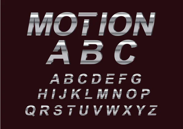 Signe vectoriel brillant Silver Motion. Chic Silver rotation alphabet lettres, chiffres et symboles . — Image vectorielle
