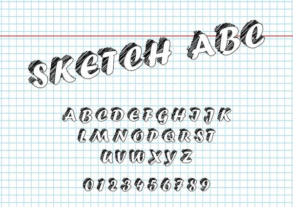 Vecteur de police et alphabet Sketch bold Esquisse dessinée à la main . — Image vectorielle