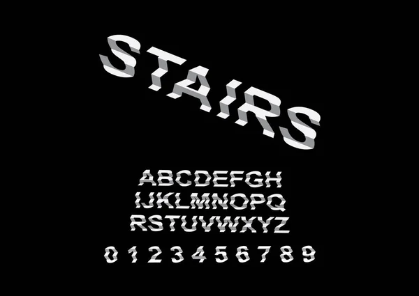 Vector Van Moderne Ongebruikelijke Interessante Lettertype Alfabetuitzonderingen Van Trap — Stockvector