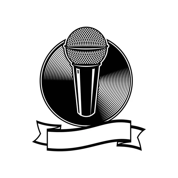 Mikrofon siyah beyaz logo vektör