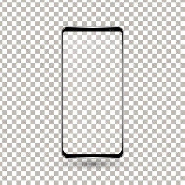Yeni çerçevesiz telefon açık siyah vektör eps10 biçimi çizim şeffaf arka plan üzerinde - izole vektör.