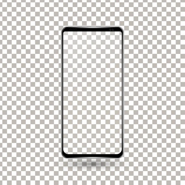 Yeni çerçevesiz telefon açık siyah vektör eps10 biçimi çizim şeffaf arka plan üzerinde - izole vektör. — Stok Vektör