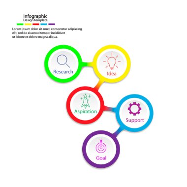 Infographic tasarım şablonu simgeler ve 5 numara seçenekleri veya adımları ile vektör. Süreç diyagramı, sunumlar, iş akışı düzeni, afiş, akış şeması, bilgi grafik için kullanılabilir.