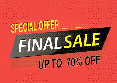 Özel teklif son satış afiş, en fazla 70 kapalı. Vektör illüstrasyon. Eps10