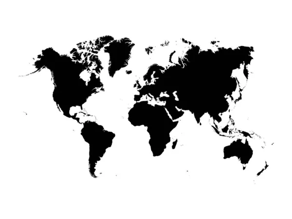 Wereldkaart vector geïsoleerd op witte achtergrond. Flat Earth zwart soortgelijke sjabloon voor web site patroon, omslag, jaarverslag, infographics. Globe wereldkaart icoon. Reizen land silhouet achtergrond. — Stockvector