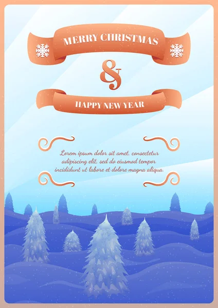 Noel kartı vektör şablonu için tebrik tebrik vektör. Mutlu Noeller ve mutlu yeni yıl metin şeritler üzerinde.