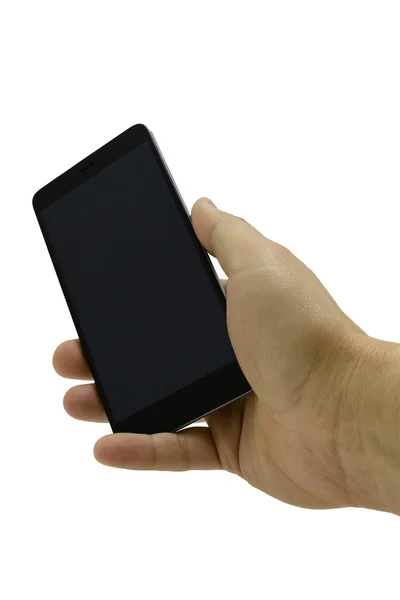 Smartphone nero in mano — Foto Stock