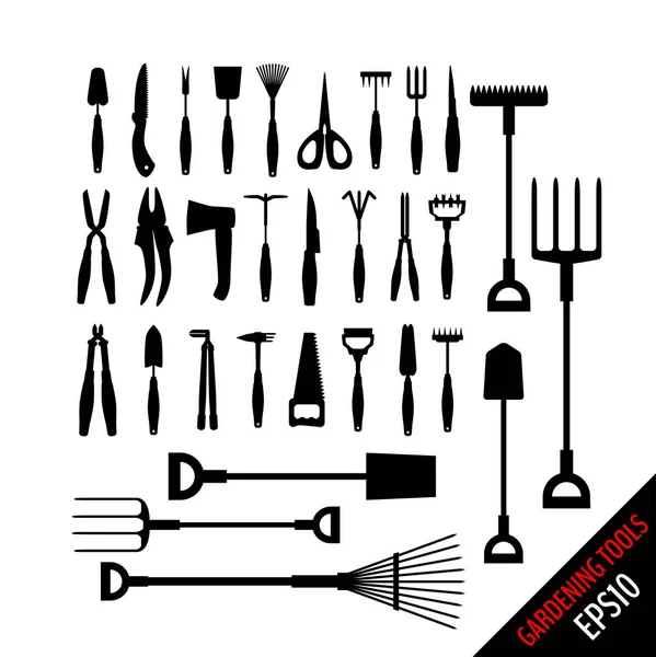 Ensemble de divers outils de jardinage — Image vectorielle