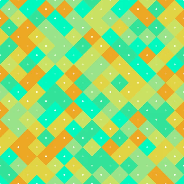 Nahtloses Muster mit gelben und türkisfarbenen Pixelquadraten — Stockvektor