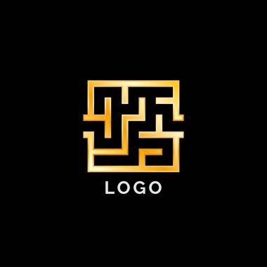 Altın lüks kare labirent logosu