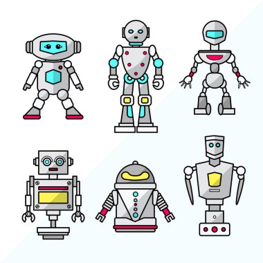 Vektör karikatür dostu robotlar seti