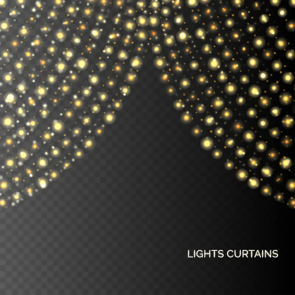 Rideaux lumineux en or brillant — Image vectorielle