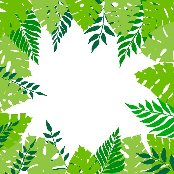 Cornice botanica con foglie tropicali verdi — Vettoriale Stock