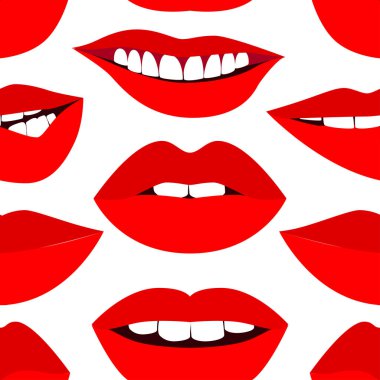 Kırmızı dudaklı moda deseni