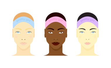 Siyah, asyalı ve beyaz kız yüzleri