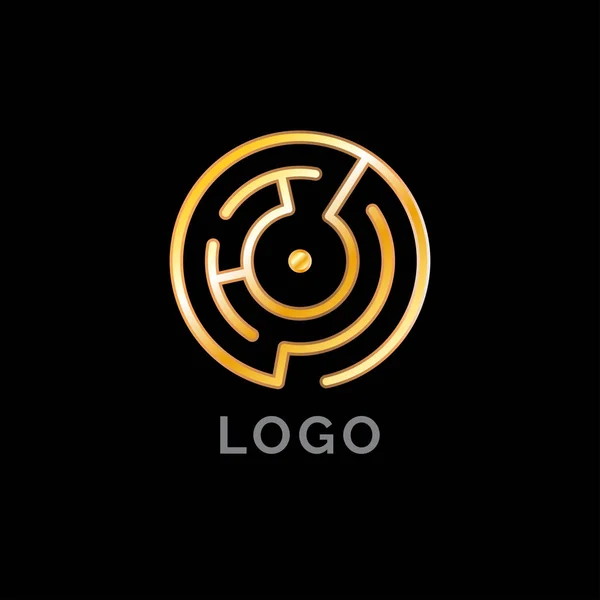 豪華な丸い迷路のロゴ — ストックベクタ