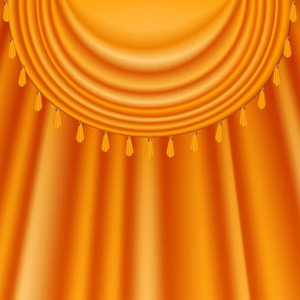 Cortinas de satén naranja — Vector de stock
