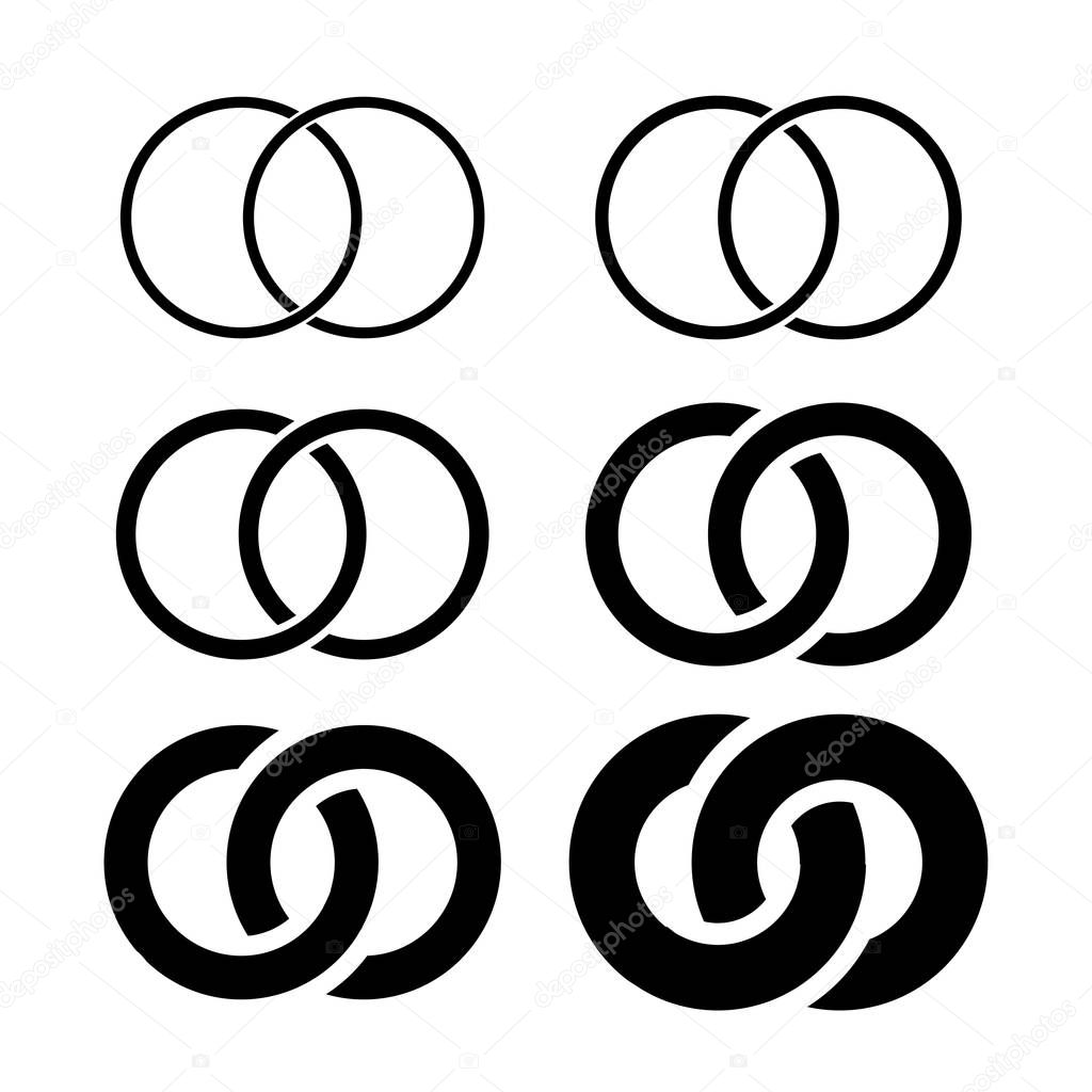 Connected circles signs isolated on white background. Vector illustration for your graphic design.