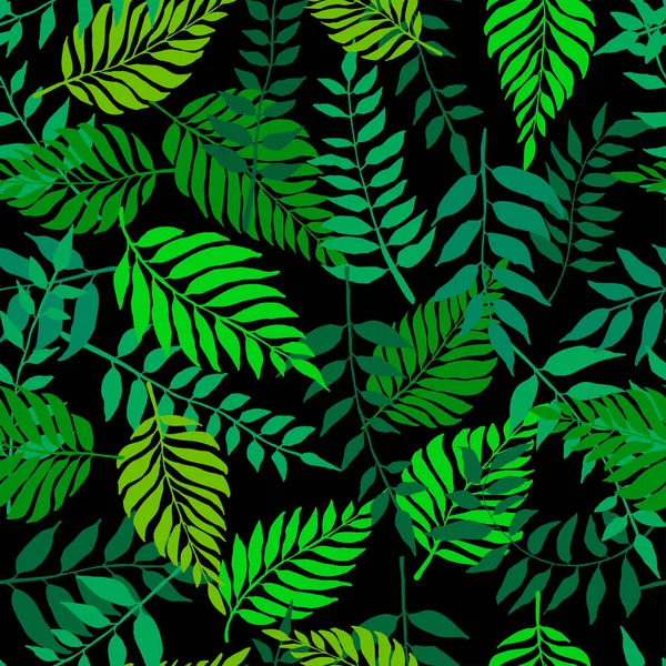 Seamless mönster med färska gröna blad — Stock vektor