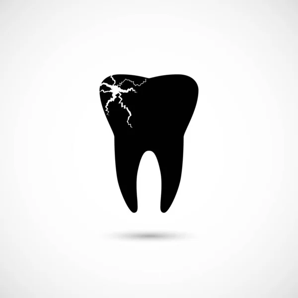 Schwarzes Zahnsymbol mit Karies — Stockvektor