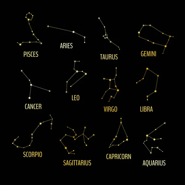 Constelações de signos zodiacais — Vetor de Stock