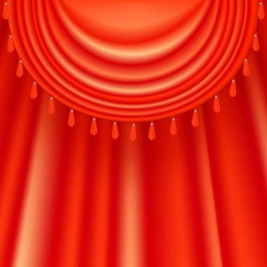 Red satin curtains clipart