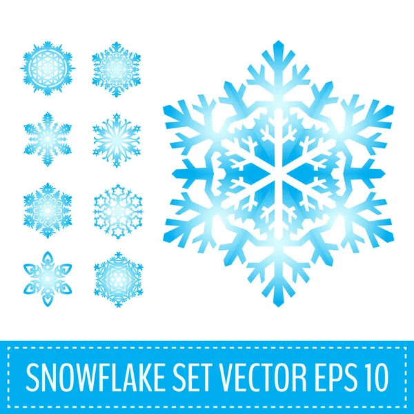 Conjunto de varios copos de nieve — Vector de stock