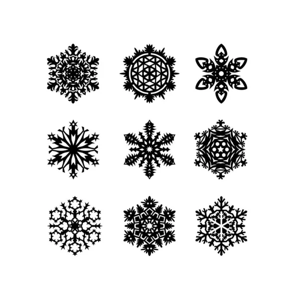 Conjunto de varios copos de nieve — Vector de stock