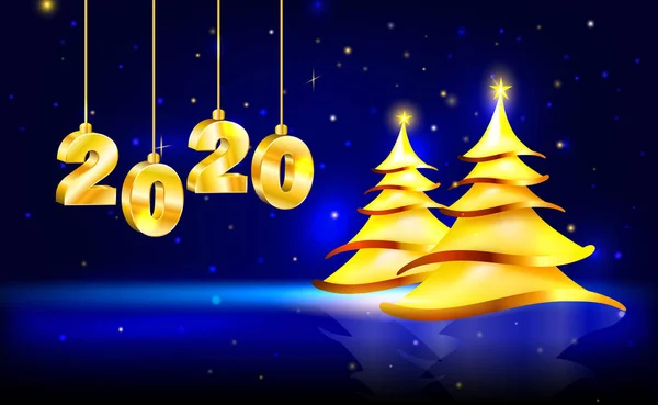 Christmas vector card with golden figures 2020 — Stock Vector