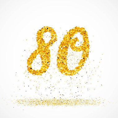 80 küçük glitter altın daireler ile yapılan